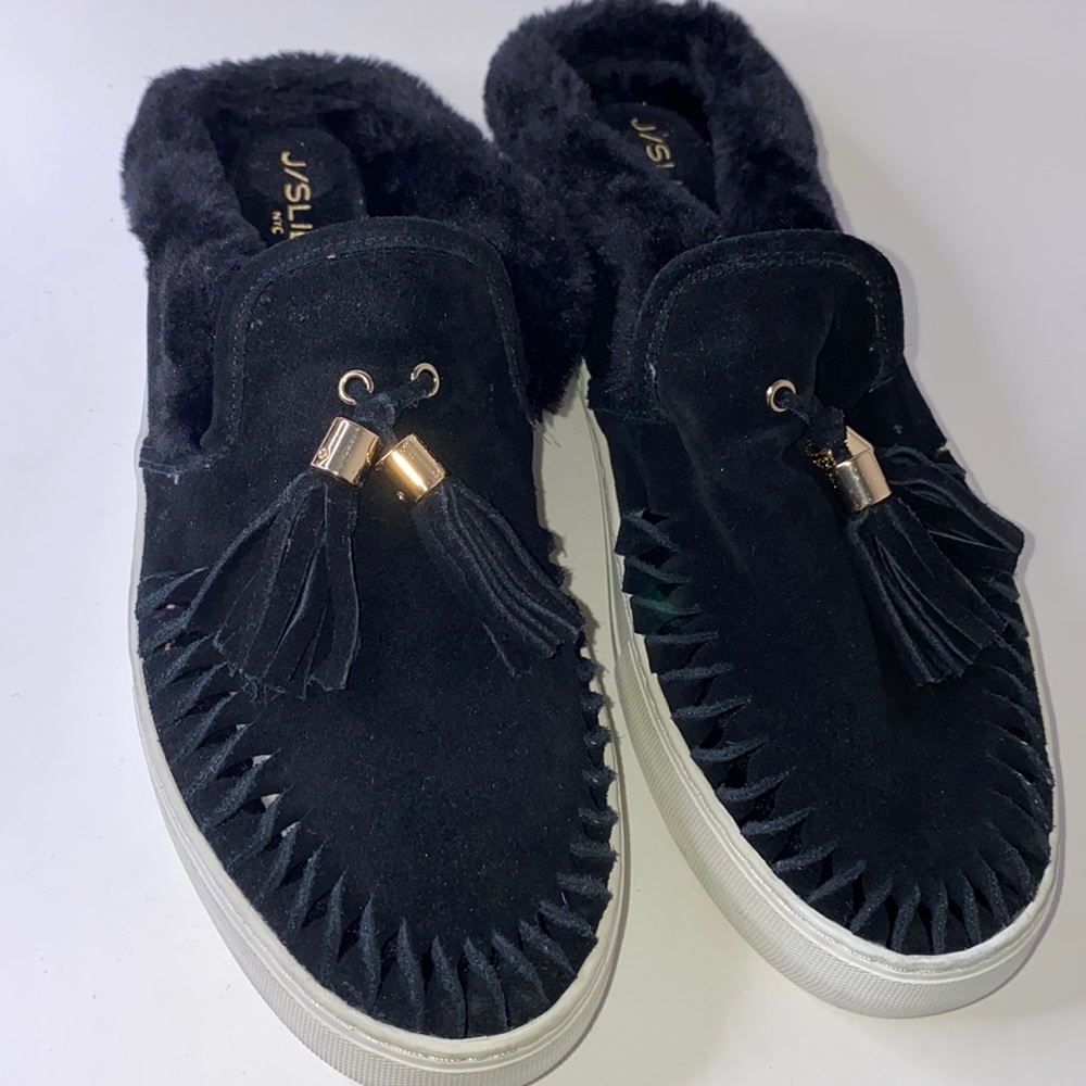 JSLIDES Azul MULES BLACK SUEDE SZ 11